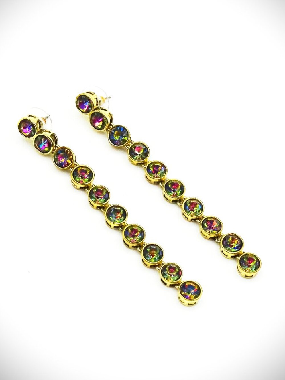 HEIDI DAUS Multicolor Alexandrite Like Swarovski Crystals Linear Earrings